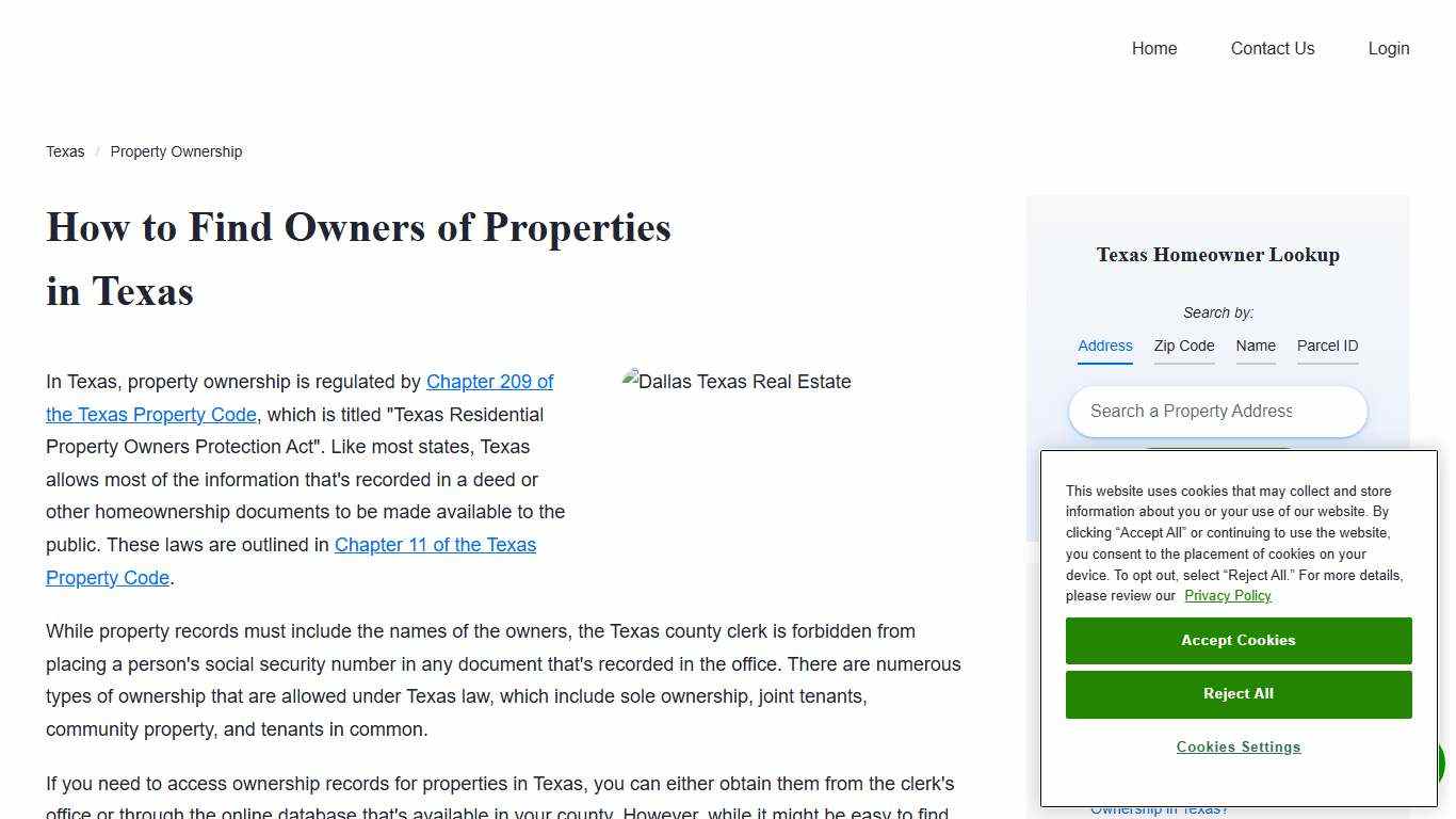Search Property Owners in Texas by Address, Email or Phone