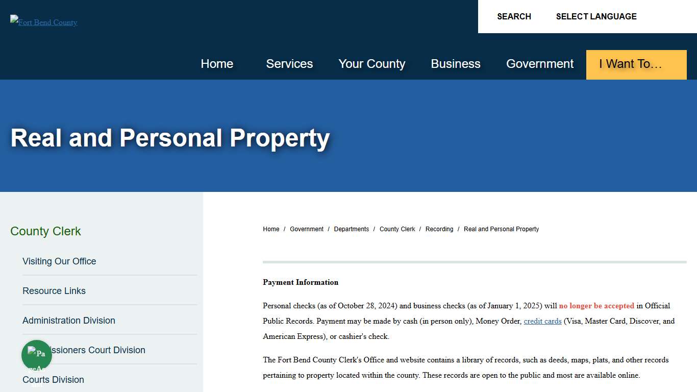 Real and Personal Property | Fort Bend County