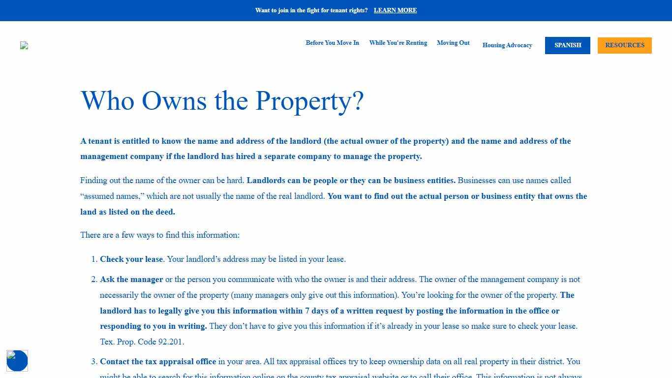Who Owns the Property? — Texas Tenant Advisor